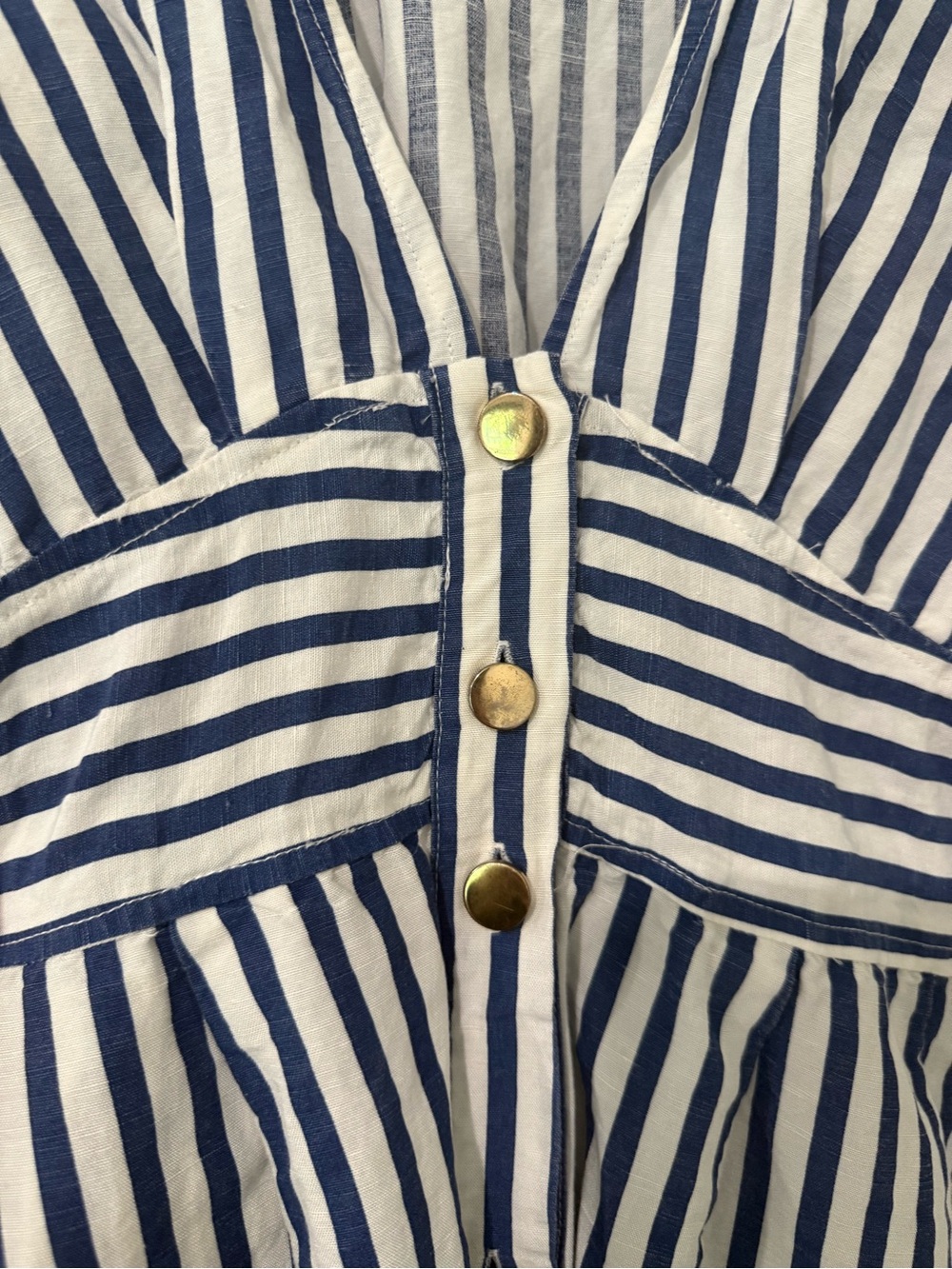 Zara Blue and White Stripped Linen Blend Midi Dress - Picture 5 of 8